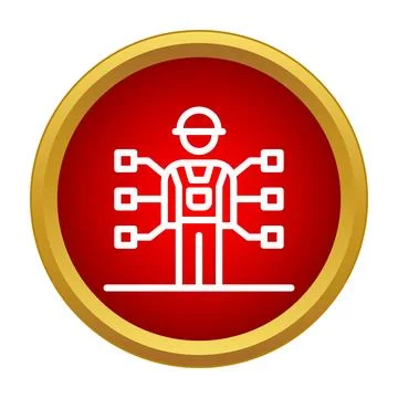 Industrial worker managing multiple automated processes concept Illustrazione stock
