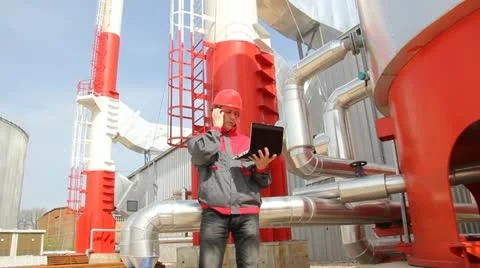 Industrial worker with notebook Stock Footage 10909425