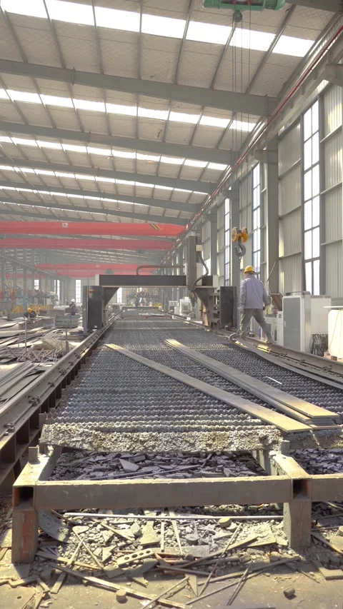 Industrial Worker Operating CNC Plasma Cutting Machine in Steel Fabrication Stock Footage 339383949