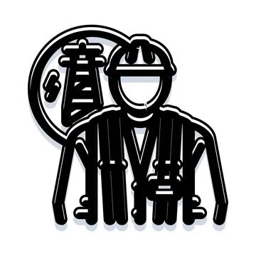 Industrial worker wearing hard hat and safety harness Stock Illustration