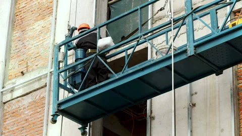Industrial worker welding of metal structures, welder man male worker soldering Stock Footage 158123375