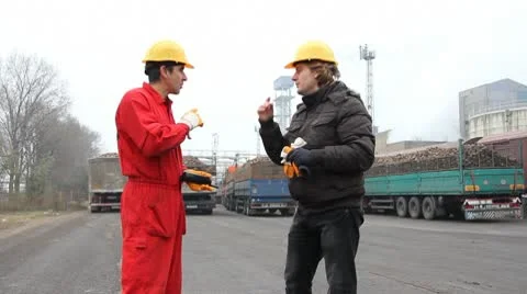 Industrial workers in a factory Stock Footage
