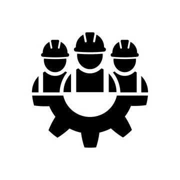 Industrial workers icon Construction workers, gear Stock Illustration