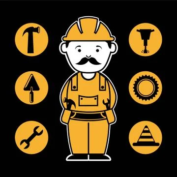Industrial workers over black background vector illustration Stock Illustration