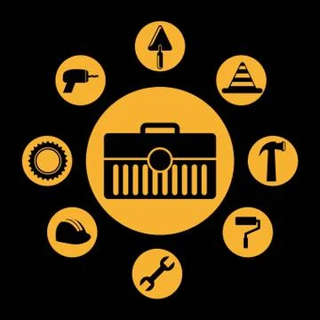 Industrial workers over black background vector illustration Stock Illustration