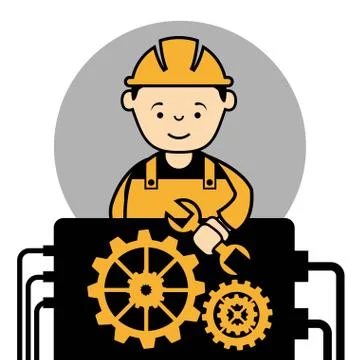 Industrial workers over white background vector illustration Illustrazione stock