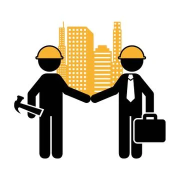 Industrial workers over white background vector illustration Stock Illustration