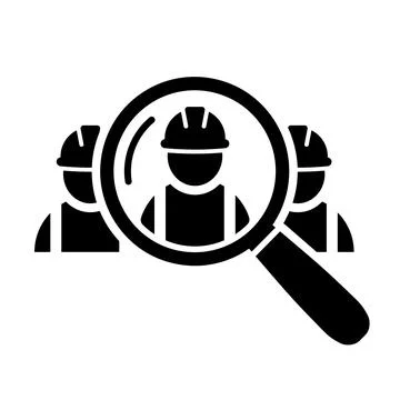 Industrial workers search icon Construction worker Stock Illustration
