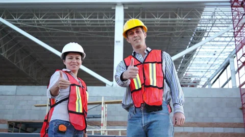 Industrial Workers Thumbs Up Stock Footage 37759478