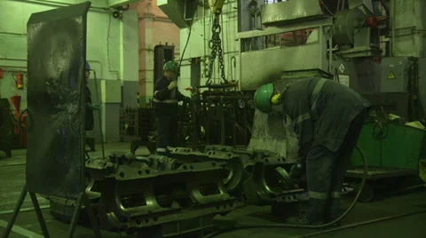 Industrial workers at train factory Stock Footage 33402782