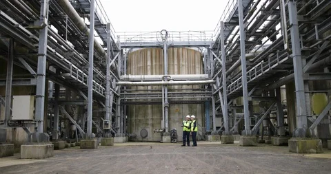 Industrial workers using a digital tablet on site Video stock 88773690