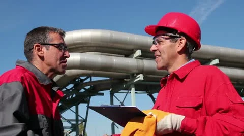 Industrial Workes and Pipelines Stock Footage 12366680