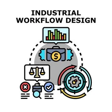 Industrial workflow design creating efficient business processes Stock Illustration