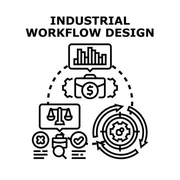 Industrial workflow design creating efficient business processes Stock Illustration