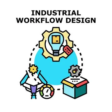 Industrial workflow design process optimization icon concept Stock Illustration
