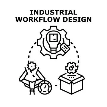 Industrial workflow design process optimization icon concept Stock Illustration