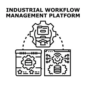 Industrial workflow management platform connecting processes and data 스톡 일러스트