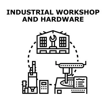 Industrial workshop hardware and manufacturing process Stock Illustration