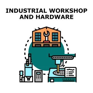 Industrial workshop hardware and manufacturing process Stock Illustration