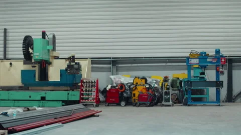 Industrial Workshop with Operating Machines Stock Footage 306507101