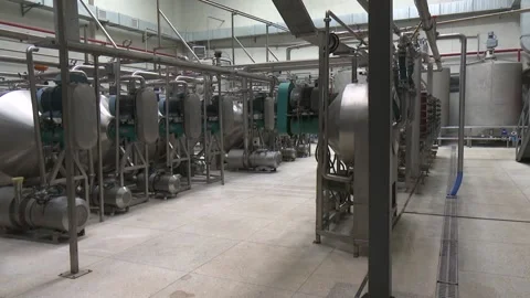 Industrial workshop for the production of starch. Processing of potatoes Stock-Footage 102732114