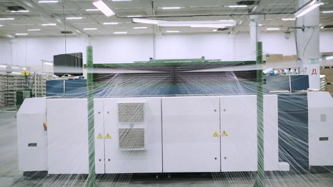 Industrial workshop in which the automatic production of fiberglass threads. Stock Footage 203263973