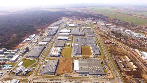 Industrial zone and technology park from above. Stock Footage 88200532