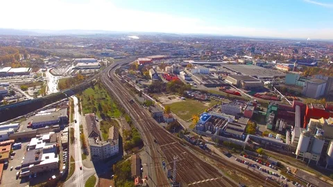 Industrial zone and technology park from above. Video stock 101081458