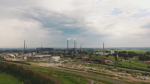 Industrial Zone. Bird view of large logistics center in cluster zone Stock Footage