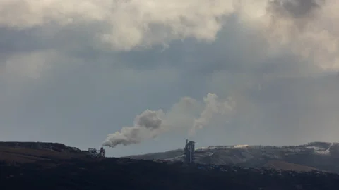 Industrial zone with large chimneys Stock Footage 168712673