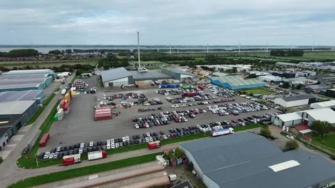Industrial zone Middleharnis slow pullback Stock Footage 345640766