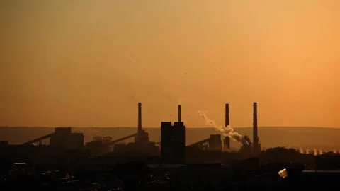 Industrial zone at sunset Stock Footage 91785516