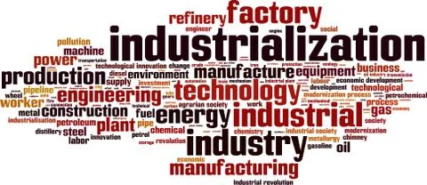 Industrialization word cloud Illustrazione stock