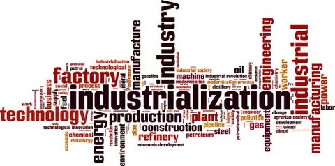 Industrialization word cloud Illustrazione stock