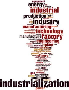 Industrialization word cloud Illustrazione stock