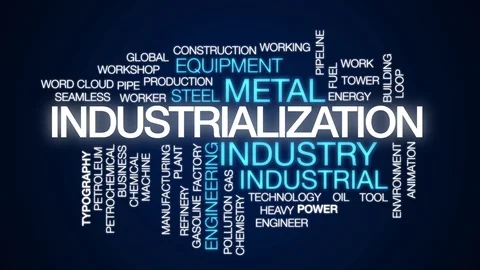 Industrialization word cloud. Kinetic typography. Stock Footage 107688071