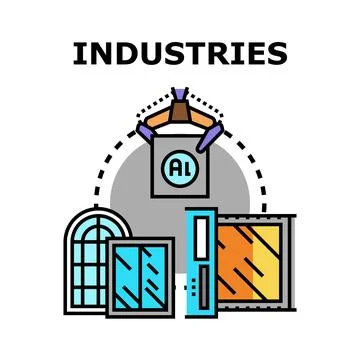 Industries concept illustration with artificial intelligence automation Stock Illustration