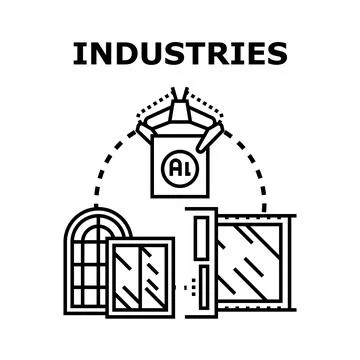 Industries concept illustration with artificial intelligence automation Stock Illustration