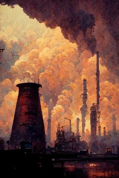Industries that create pollution. Stock Illustration
