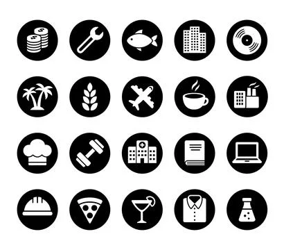Industries icon set Stock Illustration