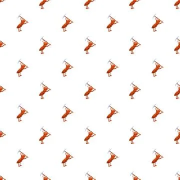 Industrious ant worker carrying pickaxe seamless pattern Illustrazione stock