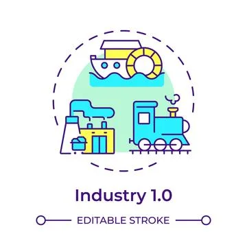 Industry 1.0 multi color concept icon Illustrazione stock