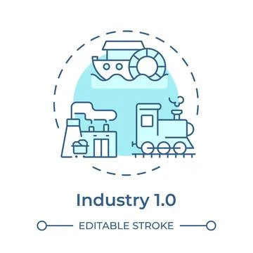 Industry 1.0 soft blue concept icon Stock Illustration
