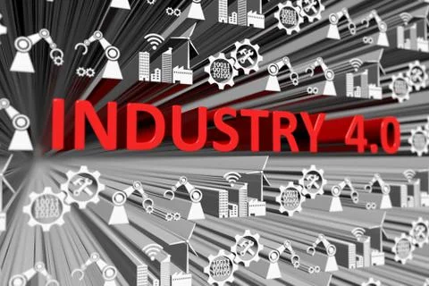 INDUSTRY 4 0 concept blurred background 3d render illustration イラスト素材