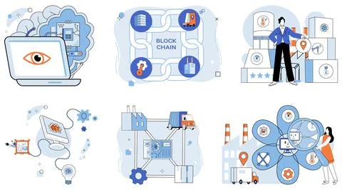 Industry 4. The internet things IoT weaves tapestry information in fabric Ilustração Stock