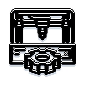Industry 4.0 3d printing a mechanical gear Stock Illustration