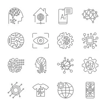 Industry 4.0, Artificial Intelligence and Internet of Things icons set イラスト素材