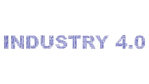 Industry 4.0 automation word cloud blue text 4K seamless loop Stock Footage 160544310