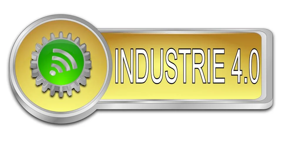 Industry 4.0 button - in german - 3D illustration Stock Illustration