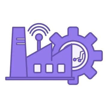 Industry 4.0 Color Icon. Vector Icon of Industrial Building, Wi-Fi Network,.. Stock Illustration